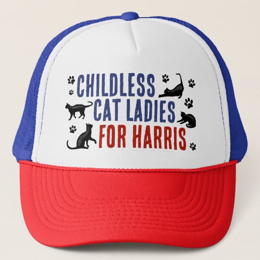 Kamala Harris President 2024 Kinderloze Cat Dames Trucker Pet (Voorkant)