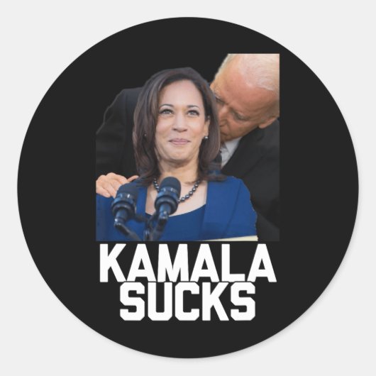 Kamala Harris President 2024 Trump Hallow Ronde Sticker (Voorkant)
