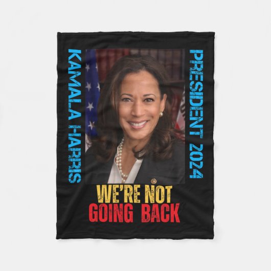 Kamala Harris President 2024 We gaan niet terug Fleece Deken (Voorkant)