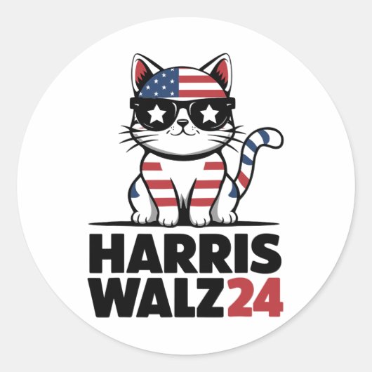 Kamala Harris President Comma La Ameri Ronde Sticker (Voorkant)