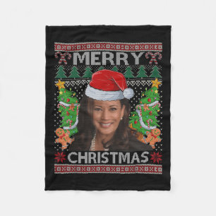 Kamala Harris Prettig Kerst T-shirt voor vrouwen l Fleece Deken