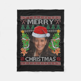Kamala Harris Prettig Kerst T-shirt voor vrouwen l Fleece Deken