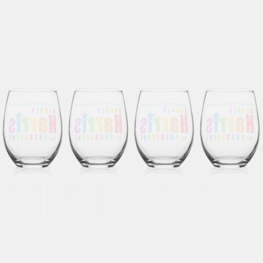Kamala Harris Pride 2024 Chic Gepersonaliseerde Pa Wijnglas Zonder Voet (Achterkant)