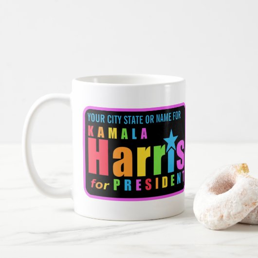 Kamala Harris Pride 2024 Chic politieke campagne Koffiemok (Met donut)