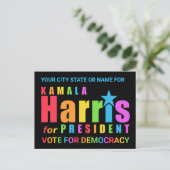 Kamala Harris Pride 2024 Democracy Watch Party Briefkaart (Staand voorkant)