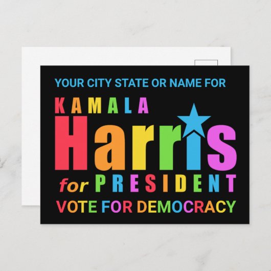 Kamala Harris Pride 2024 Democracy Watch Party Briefkaart (Voorkant / Achterkant)