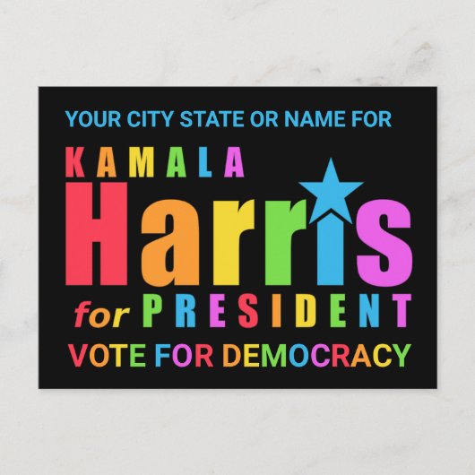 Kamala Harris Pride 2024 Democracy Watch Party Briefkaart (Voorkant)