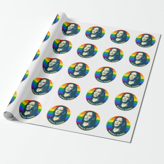 KAMALA HARRIS PRIDE BADGE CADEAUPAPIER (Uitgerold)