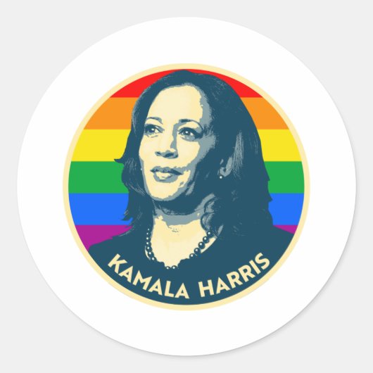 KAMALA HARRIS PRIDE BADGE RONDE STICKER (Voorkant)