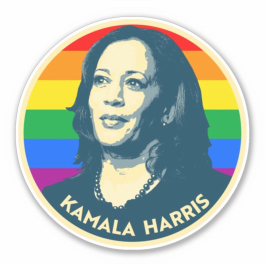 KAMALA HARRIS PRIDE BADGE STICKER (Voorkant)