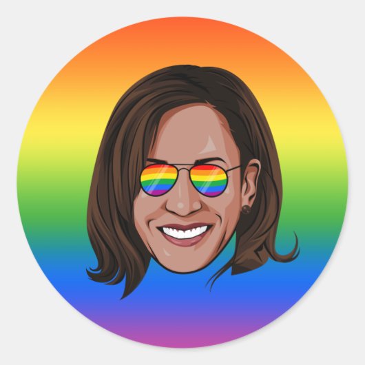Kamala Harris Pride Holiday Ronde Sticker (Voorkant)