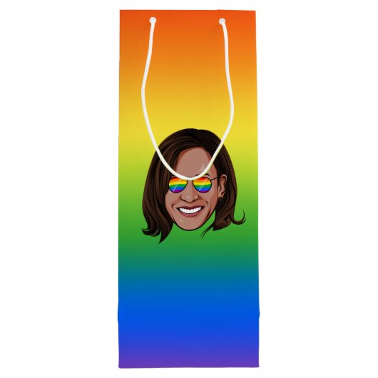 Kamala Harris Pride Holiday Wijn Cadeautas (Achterkant)