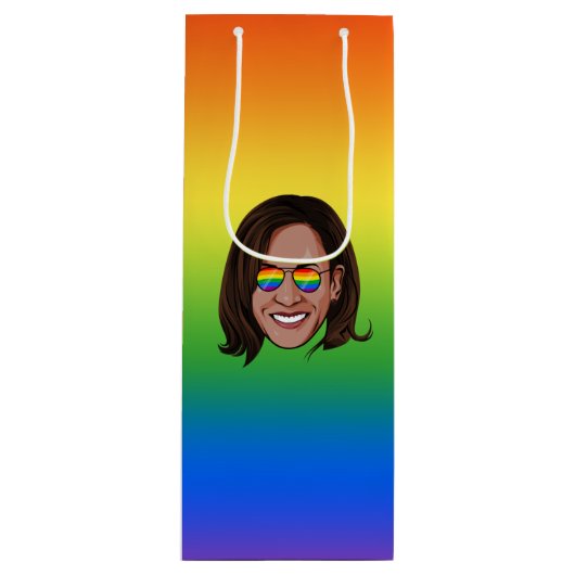 Kamala Harris Pride Holiday Wijn Cadeautas (Voorkant)