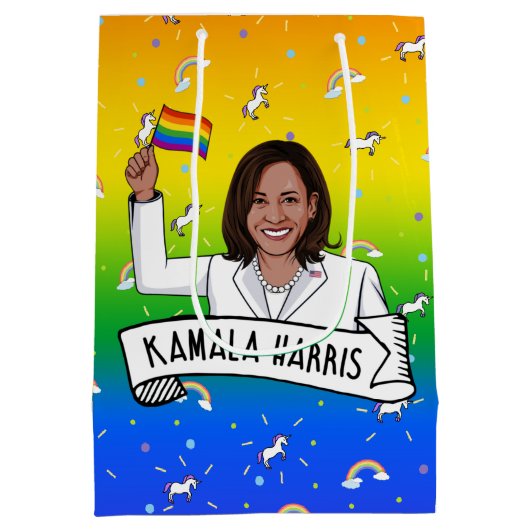 Kamala Harris Pride Medium Cadeauzakje (Achterkant)