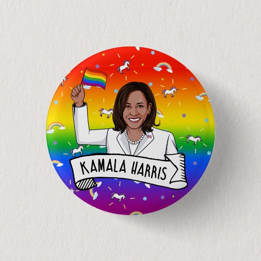 Kamala Harris Pride Ronde Button 3,2 Cm (Voorkant)