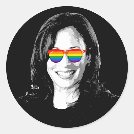 Kamala Harris Pride Ronde Sticker (Voorkant)