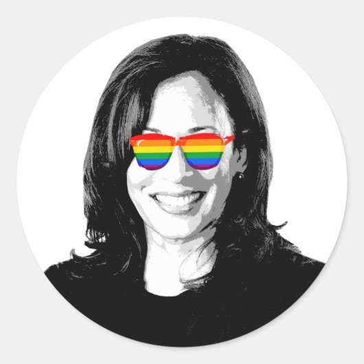 Kamala Harris Pride Ronde Sticker (Voorkant)
