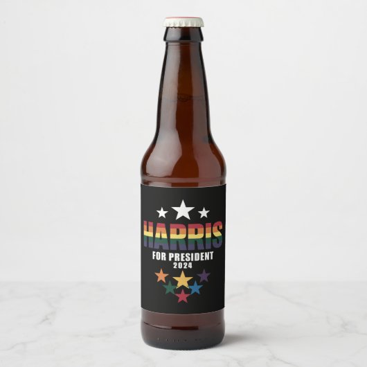 Kamala Harris Rainbow Gay Pride LGBT-verkiezingen  Bier Etiket (Voorkant)