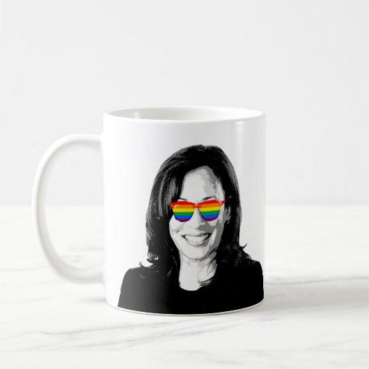 Kamala Harris Rainbow Sunbril Coffee Mok (Links)
