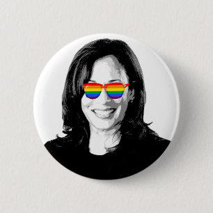 Kamala Harris Rainbow Sunbril Coffee Mok Ronde Button 5,7 Cm