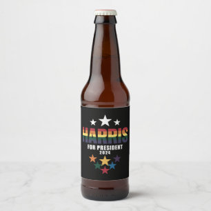 Kamala Harris Regenboog Gay Pride LGBT Verkiezing  Bier Etiket