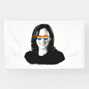 Kamala Harris regenboog zonnebril Spandoek