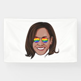 Kamala Harris regenboog zonnebril Spandoek