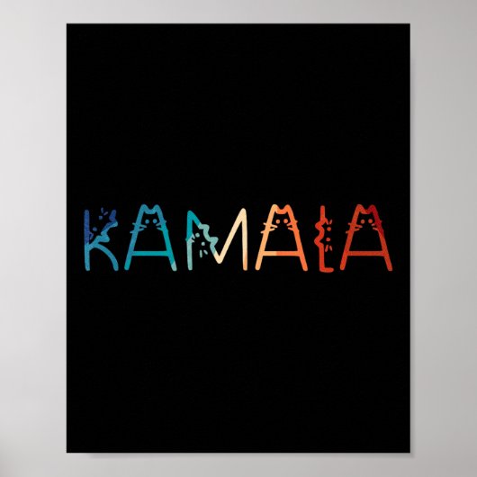 Kamala-Harris Retro Kattenbelettering Positief Gra Poster (Voorkant)