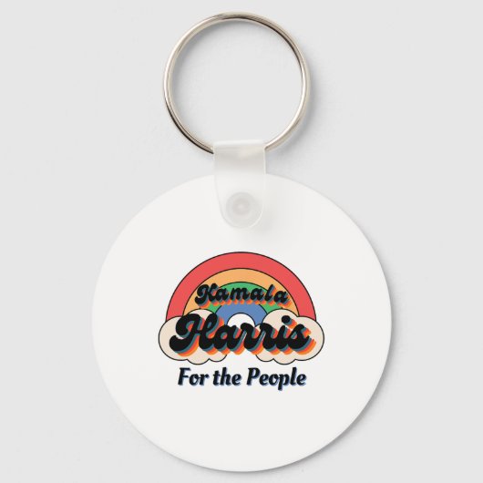 Kamala Harris Retro Rainbow Design Sleutelhanger (Voorkant)