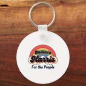 Kamala Harris Retro Rainbow Design Sleutelhanger (Voorkant)