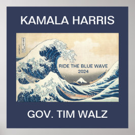 KAMALA HARRIS RIJDT OP DE BLAUWE GOLF 2024 POSTER