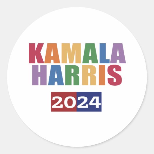 Kamala Harris. Ronde Sticker (Voorkant)