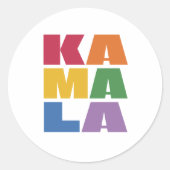 Kamala Harris. Ronde Sticker (Voorkant)