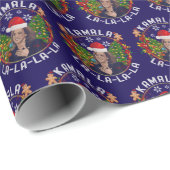 Kamala Harris Santa Hat Blauw Kerstcadeau Cadeaupapier (Rol Hoek)