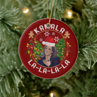 Kamala Harris Santa Hat Christmas Keramisch Ornament
