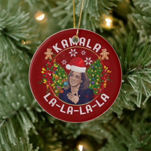 Kamala Harris Santa Hat Christmas Keramisch Ornament (Boom)