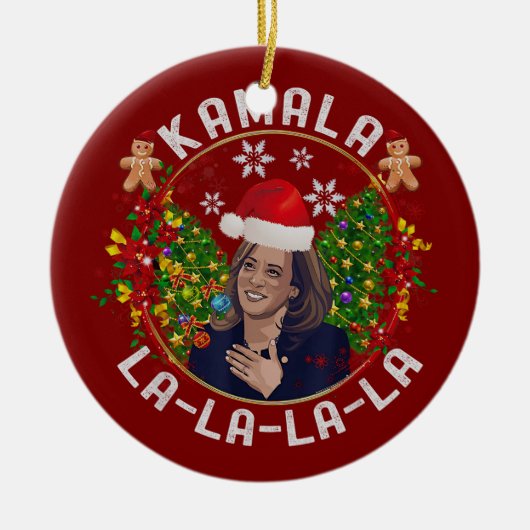 Kamala Harris Santa Hat Christmas Keramisch Ornament (Voorkant)