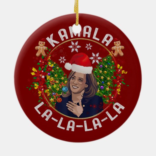 Kamala Harris Santa Hat Christmas Keramisch Ornament (Achterkant)