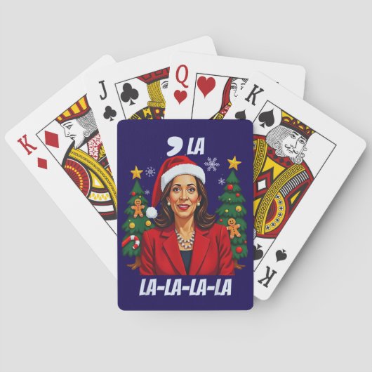 Kamala Harris Santa Hat Kerstcadeau Pokerkaarten (Achterkant)