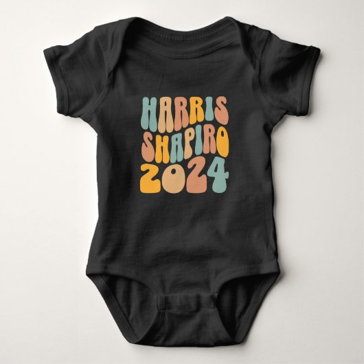 Kamala Harris Shapiro Golvende Tekst Retro Trendy Romper (Voorkant)