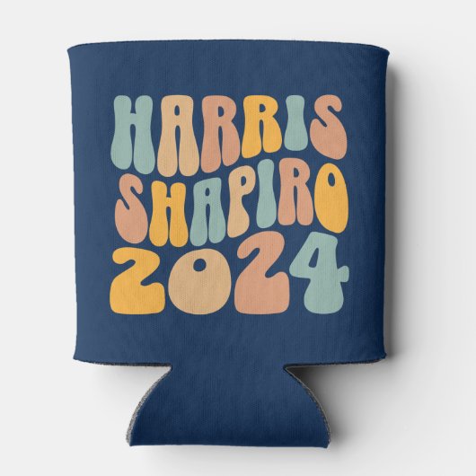 Kamala Harris Shapiro Wavy Text Retro Trendy Blikjeskoeler (Achterkant)