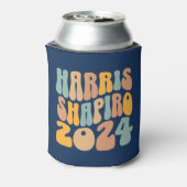 Kamala Harris Shapiro Wavy Text Retro Trendy Blikjeskoeler (Blikje Achterkant)