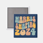 Kamala Harris Shapiro Wavy Text Retro Trendy Magneet (Voorkant / Achterkant)
