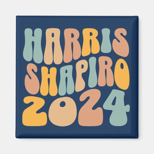 Kamala Harris Shapiro Wavy Text Retro Trendy Magneet (Voorkant)