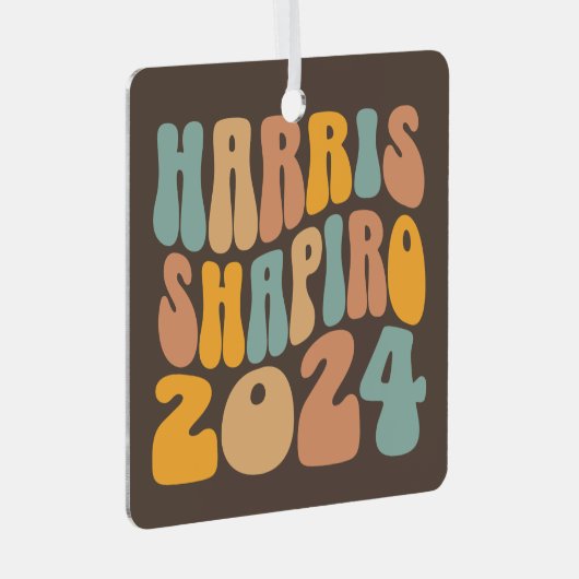 Kamala Harris Shapiro Wavy Text Retro Trendy Metalen Ornament (Voorkant Rechts)