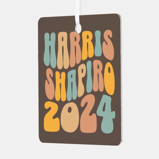 Kamala Harris Shapiro Wavy Text Retro Trendy Metalen Ornament (Voorkant links)