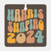 Kamala Harris Shapiro Wavy Text Retro Trendy Metalen Ornament (Achterkant)