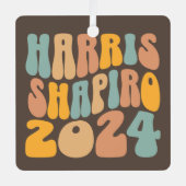 Kamala Harris Shapiro Wavy Text Retro Trendy Metalen Ornament (Voorkant)