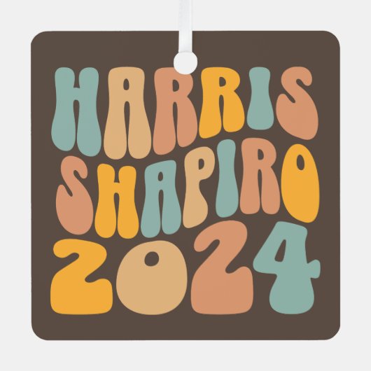Kamala Harris Shapiro Wavy Text Retro Trendy Metalen Ornament (Voorkant)