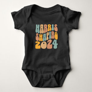 Kamala Harris Shapiro Wavy Text Retro Trendy Romper